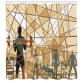 thumbnail image 3 of Ambesonne Fitness Shower Curtain, Mosaic People in Gym, 69"Wx84"L, Slate Blue Pale Brown, 3 of 3