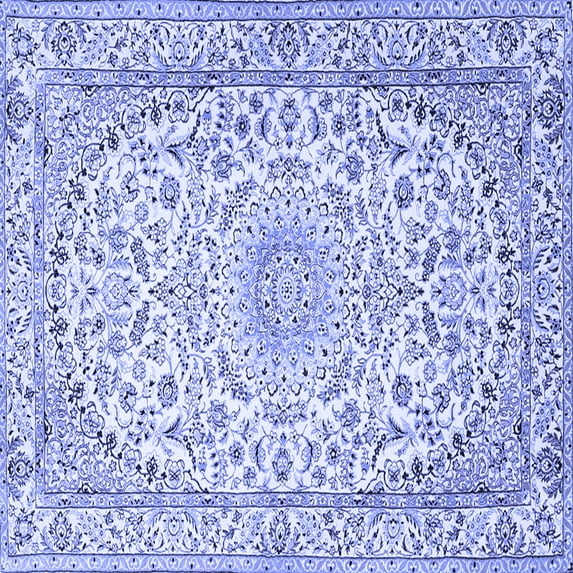 Ahgly Company Indoor Square Medallion Blue Traditional Area Rugs, 5' Square