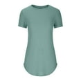 thumbnail image 5 of Women's Short Sleeve Tops Summer Casual Knit Loose Flowy Curved Hem Crew Neck Shirts Soft Breathable Blouses (XL, Green), 5 of 7
