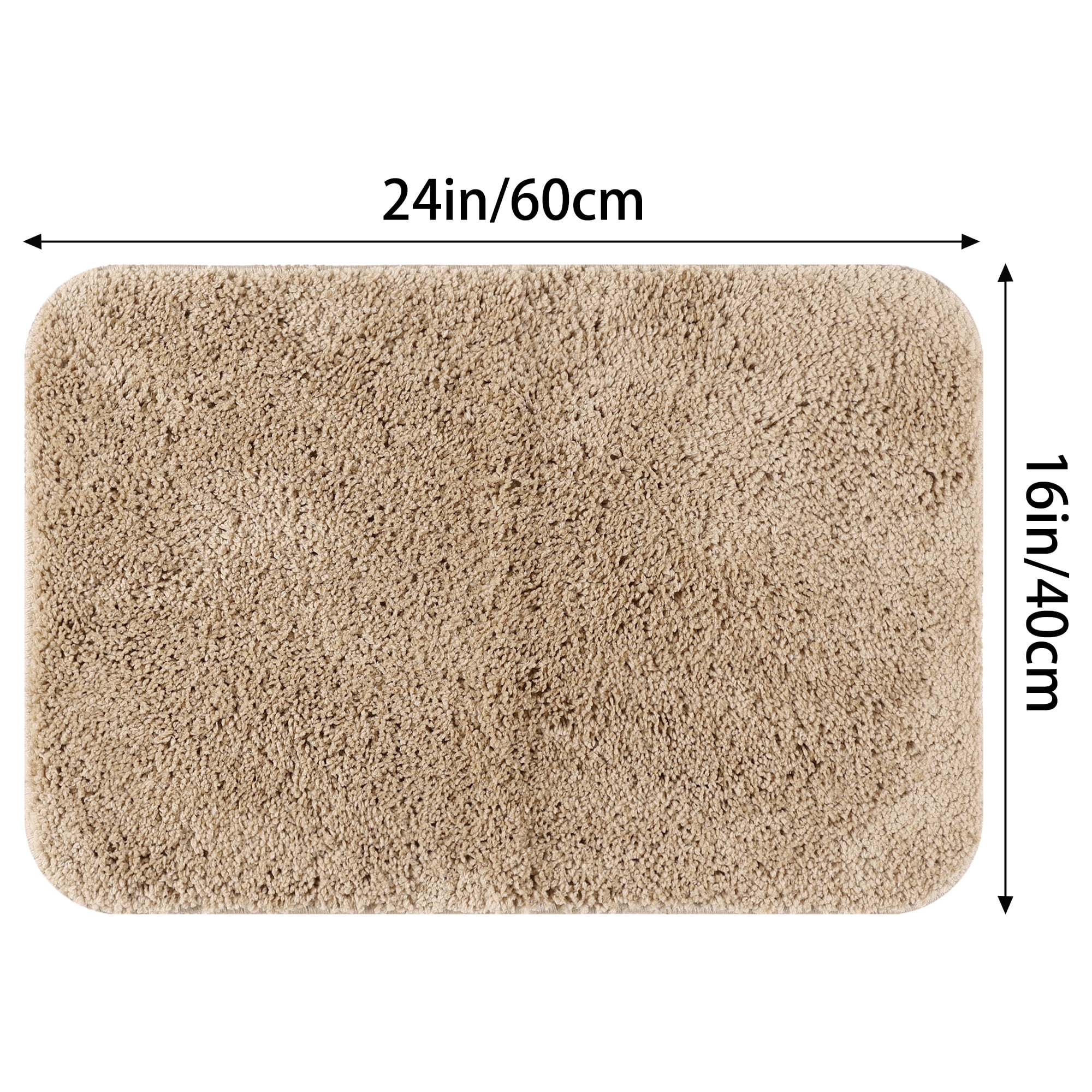 Unique Bargains Bathroom Soft Plush Mats Non-Slip Quick Dry Anti-Skid Shaggy Bath Rugs Khaki 16"x24"