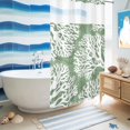 thumbnail image 6 of No Hook Shower Curtain, Sage Green Coral Coastal Shower Curtains for Bathroom with See Through Top Window, White Summer Beach Seaside Ocean Waterproof & Washable Bath Curtain Stand Up Stall 36"x72", 6 of 9