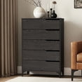 thumbnail image 2 of STYLIVIA Adult 5-Drawer Dresser with Interlock Safety, Modern Wood, Dark Gray Oak, 30.7" W x 15.6" D x 46.4" H, 2 of 20