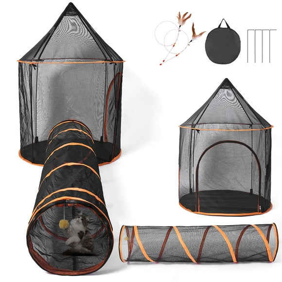 Odoland Cat Outdoor Tunnels Enclosure - Large Cat Tents Castle Playpen for Indoor Outdoor Playhouse Dog, Kitten, Rabbit, Small Animals