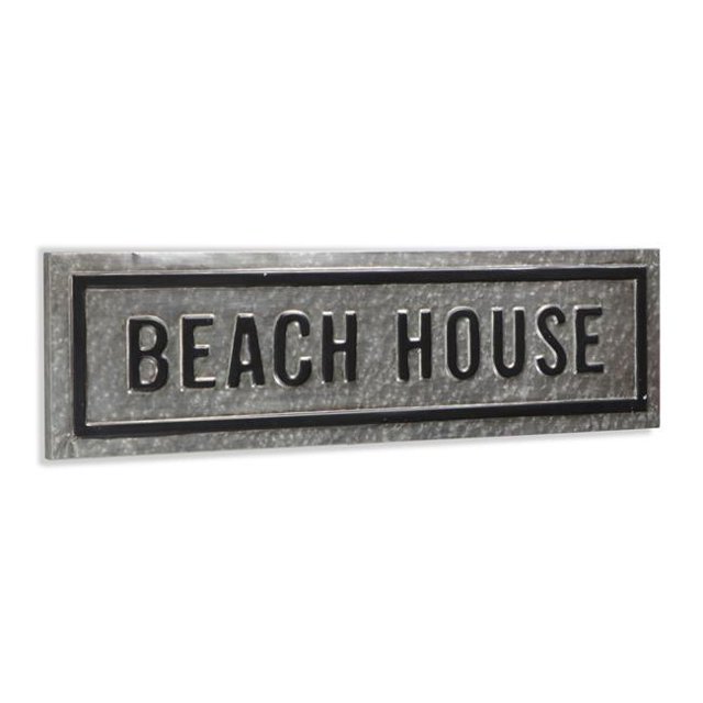 Cheungs 5285 Galvanized Metal Rectangular Beach Sign Wall Decor in Black Trim