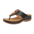 thumbnail image 2 of Women’s Casual Summer Slide Sandals Beaded Toe Ring Wedge Heel Slip-On Comfortable Cushioned Footbed Beach Outdoor Daily Wear Black, 2 of 9