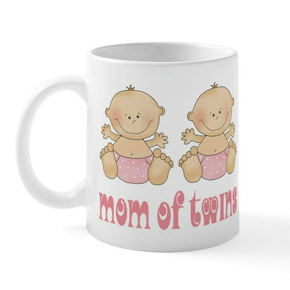 CafePress - Mom Of Twin Girls Mug - 11 oz Ceramic Mug - Novelty Coffee Tea Cup