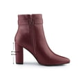 thumbnail image 5 of BLISSFUL STEP Women's Ankle Boots Pointed Toe Buckle Decor Zipper Block Heel Burgundy 7, 5 of 5