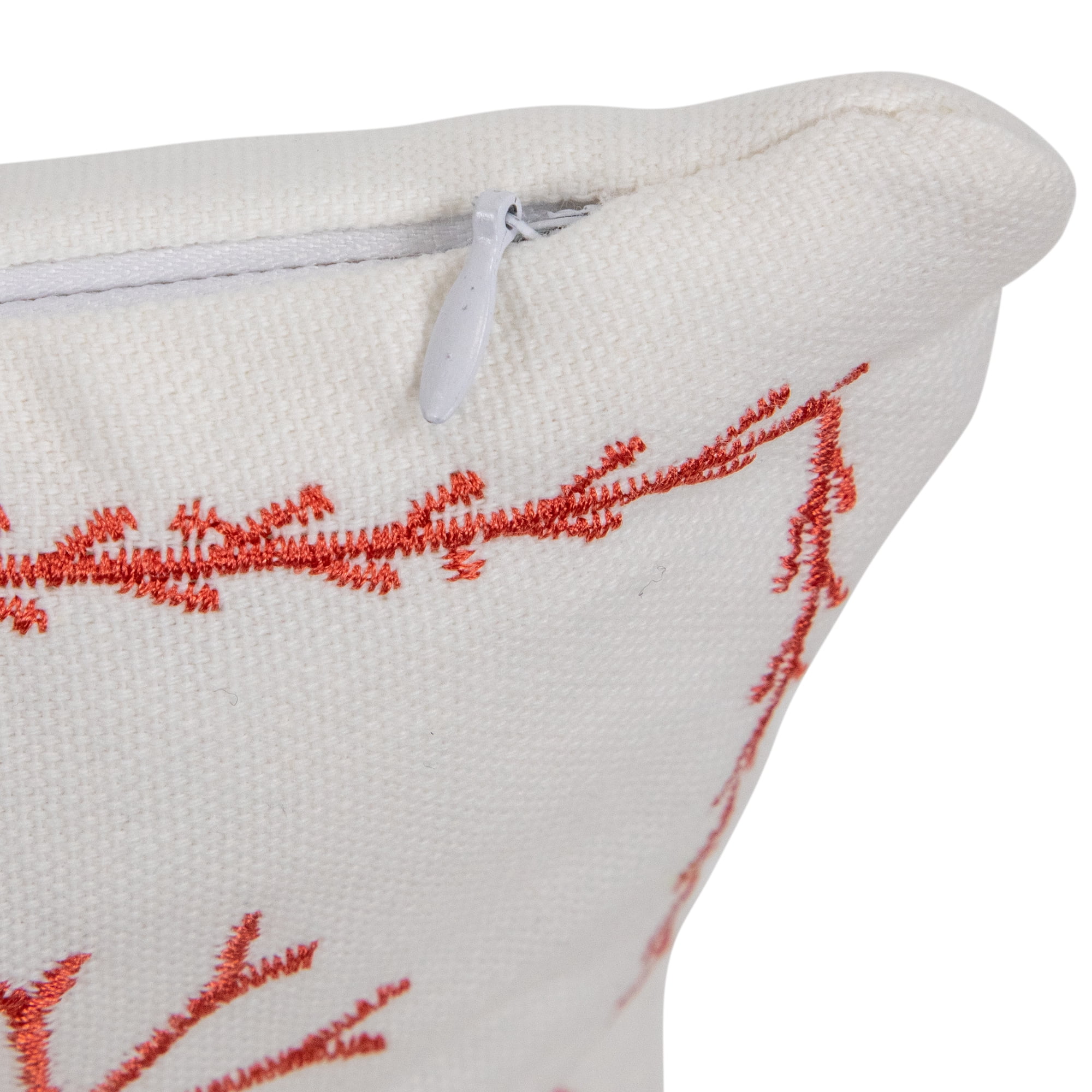 Embroidered "Joyful" Rectangular Christmas Throw Pillow - 19" - Red and White