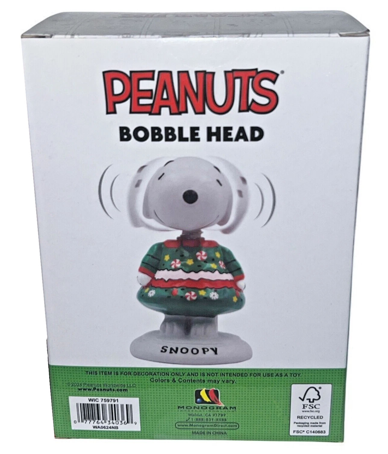 Snoopy Bobble Head Ugly Christmas Sweater