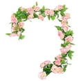 thumbnail image 1 of Faux Rose Vine 90.6 Inch Artificial Flower Garland, 9 Heads Plastic Roses for Home Wall Water Pipe Cover Decoration, Indoor Decorative Plant, 1 Rattan Cane, 1 of 6