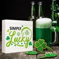 thumbnail image 7 of Zomyto 7x7 In Rustic Simply Lucky Wood Block Plaque Box Sign for Saint Patricks Day Party Desk Tabletop Decor, 7 of 7