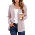 thumbnail image 2 of Mooqilaa Women's Cardigan Sweaters, Casual Long Sleeve Spring Fall Open Front Knit Cardigans Pink Size S, 2 of 5