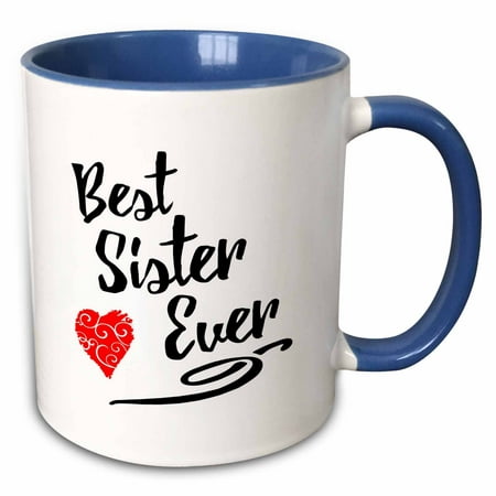 3dRose Typography Design- Best Sister Ever - Two Tone Blue Mug,