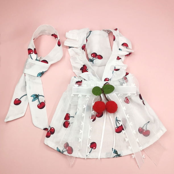 Vestido de boda para perros con cerezas, bonito, bonito y cómodo
