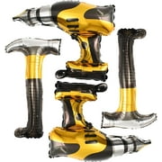 Hammer Balloons Drill Balloons Inflatable Tools Toys Construction Foil Balloons Birthday Theme Party Decoration