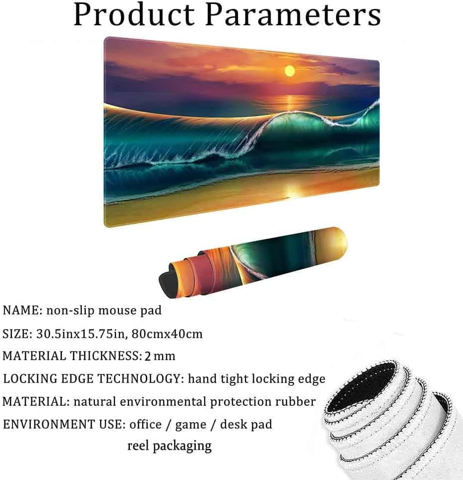 Large Mouse Pads for Desk,Gaming Mouse Pad,Sunset River Landscape Non-Slip Rubber Base Extended Mousepad,XXL Keyboard Mouse Mat,Computer Keyboard Desk Pad with Stitched Edges,31.5X15.75inch
