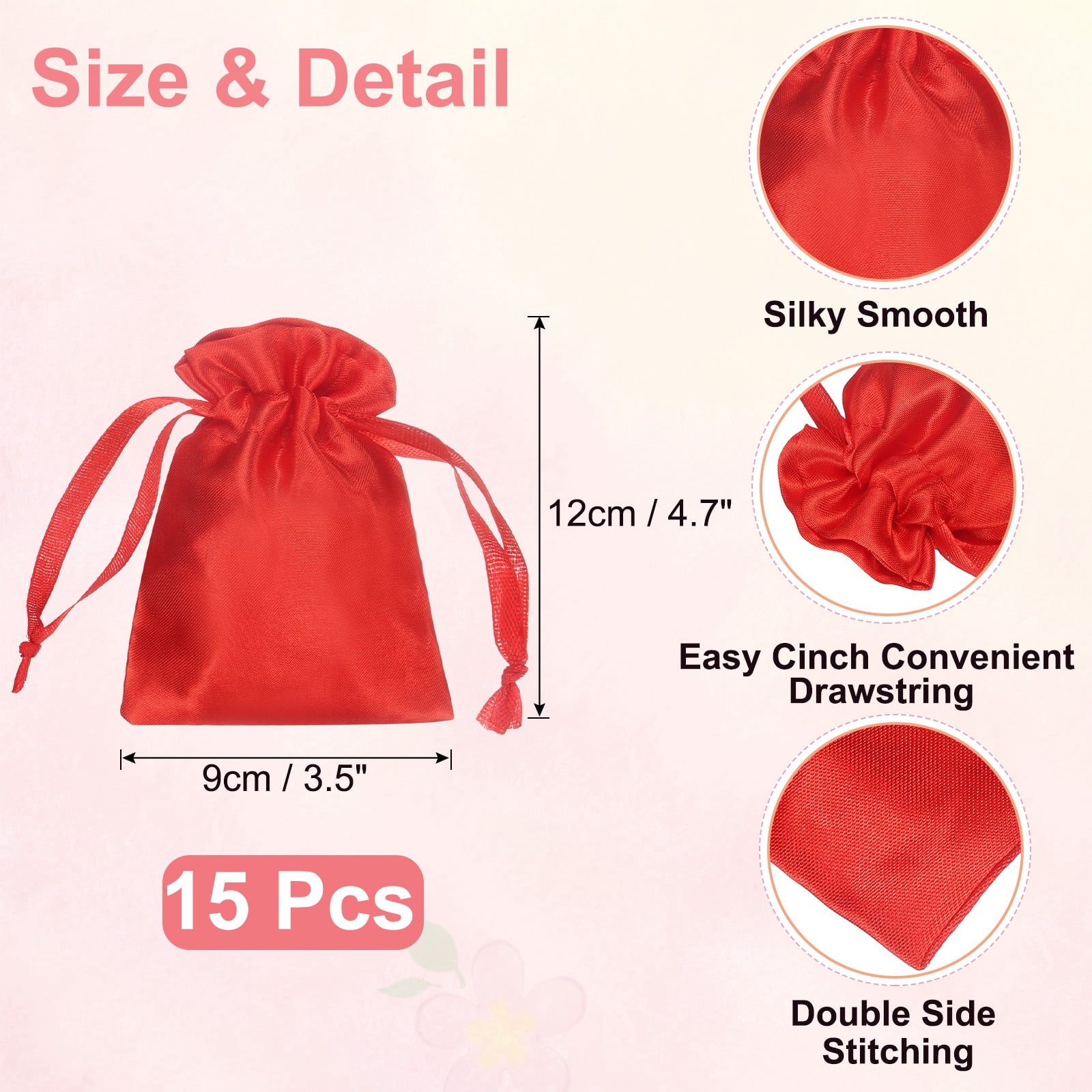 Unique Bargains Party Favor Bags for Birthday Candy Occasions Red 4.7" x 3.5"