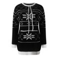 thumbnail image 6 of Wang6 Christmas Sweaters for Women Trendy Fall Winter Merry Xmas Tunic Knits Long Sleeve Crew Neck Reindeer Printed Knitted Pullovers Tops Black S, 6 of 6