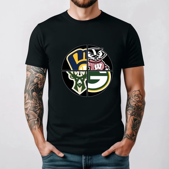 Wisconsin Sports Teams Retro State Pride Classic Fan Graphic Unisex T-Shirt, for men & women, up to size 5XL.
