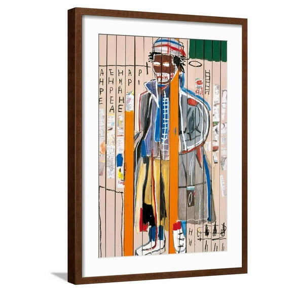 Art.com Anthony Clarke, 1985 Giclee Print by Jean-Michel Basquiat, Brown Frame Wall Art, 21" x 29"