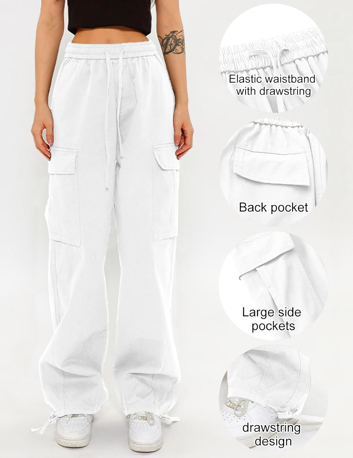 Cargo Pants Women High Waist Baggy Cargo Pants Cotton Multiple Pockets