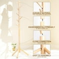thumbnail image 2 of Superior Hub Solid Wooden Coat Rack Freestanding, New Zealand Pine Coat Tree with 8 Hooks & 3 Adjustable Sizes for Coats, Hats, Handbags and Scarves, Space Saving for Entryway/Office/Bedroom (Nature), 2 of 14