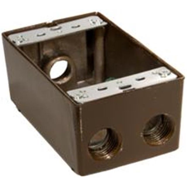 Morris Products 36034 Weatherproof Boxes - One Gang 18 Cubic Inch Capacity - 4 Outlet Holes 0.5 In. Bronze