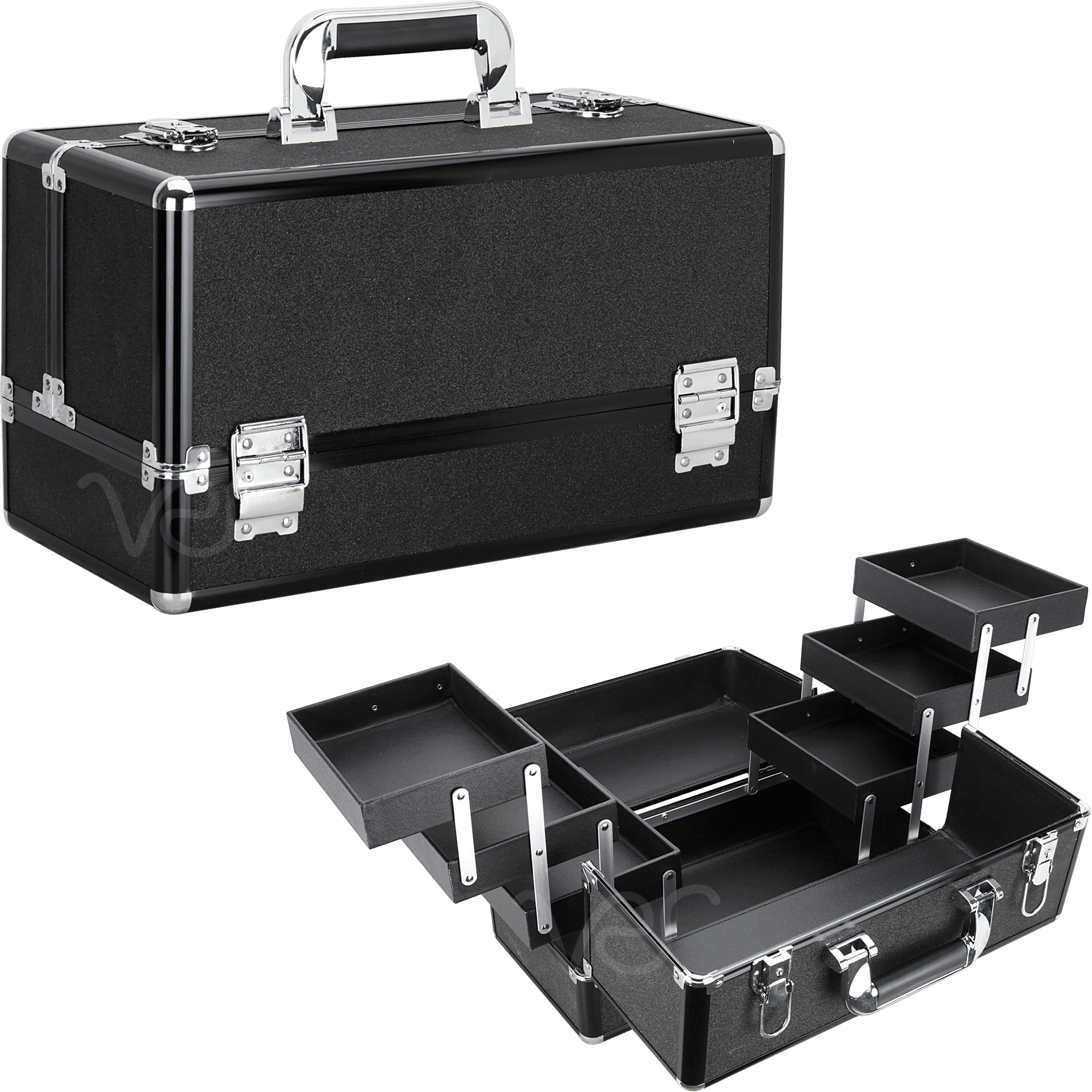 VER Beauty Makeup Train Case 6 Extendable Trays with Lock and Keys