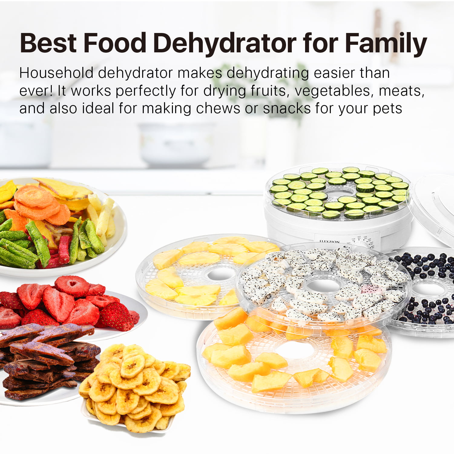 Excelvan 5 Tier Electric Food Fruit Dehydrator, Food Preserver with  Adjustable Temperature Control - Bed Bath & Beyond - 28070431