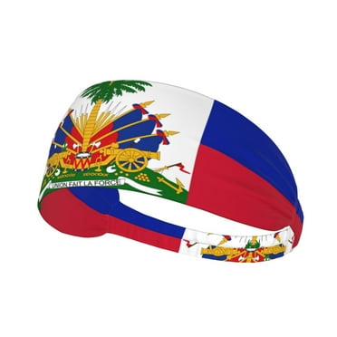 Unisex Haitian Flag Sweatband Sports Headband For Running Cycling Yoga Workout Stretchy Hairband
