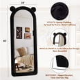 thumbnail image 5 of Gleamira 63"x 24" Arched Bear Ear Full Length Mirror Floor Mirror with Flannel Frame, Black, 5 of 5
