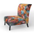 thumbnail image 3 of Designart "Orange Pink Palm Trees modern I" Orange Floral Upholstered Accent Chair - Traditional Arm Chair For Bedroom, 3 of 5