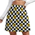 thumbnail image 2 of Yellow Sunflower Print A-line Skirt Black White Plaid Aesthetic Casual Skirts Cute Mini Sk, 2 of 7