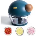 thumbnail image 1 of Manual Food Chopper, Manual Fruit and Vegetable Chopper with 3 Stainless Steel Blades, Mini Blender with Rope for Vegetables, Meats, Nuts, Onions (Blue), 1 of 5