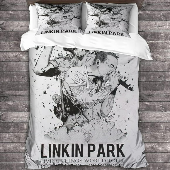 Linkin Park - Bedding Set Pieces - Duvet Cover with Rock 'n' Roll Music Theme in D Print - Comfortable and Soft,King（xc