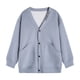 thumbnail image 3 of Blusas y camisas de manga larga con cuello en V para hombre, casuales, de color liso, con bolsillos y botones, blusas de manga larga con cuello en V, blusa para hombre, 3 of 4