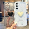 thumbnail image 4 of Compatible with Samsung Galaxy A54 5G Cute 3D Love Heart Phone Case,Glitter Bling Clear A54 5G Case Curly Wave Frame Case Women Soft Shockproof Bumper Cover (Purple), 4 of 9