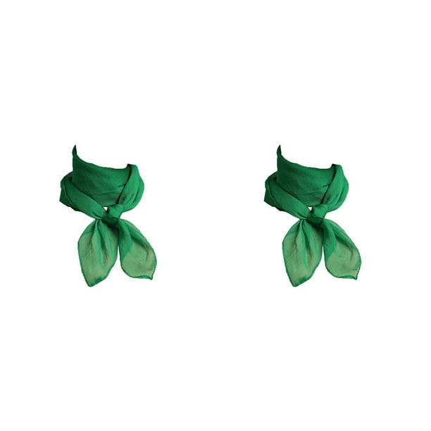 Qarigey Bufanda de gasa Estilo coreano Chica Ornamento Pañuelo pequeño Diseño delgado Pañuelo de mujer para el trabajo Casa Viajes Compras Verde Verde 2piezas Qarigey CBP381166