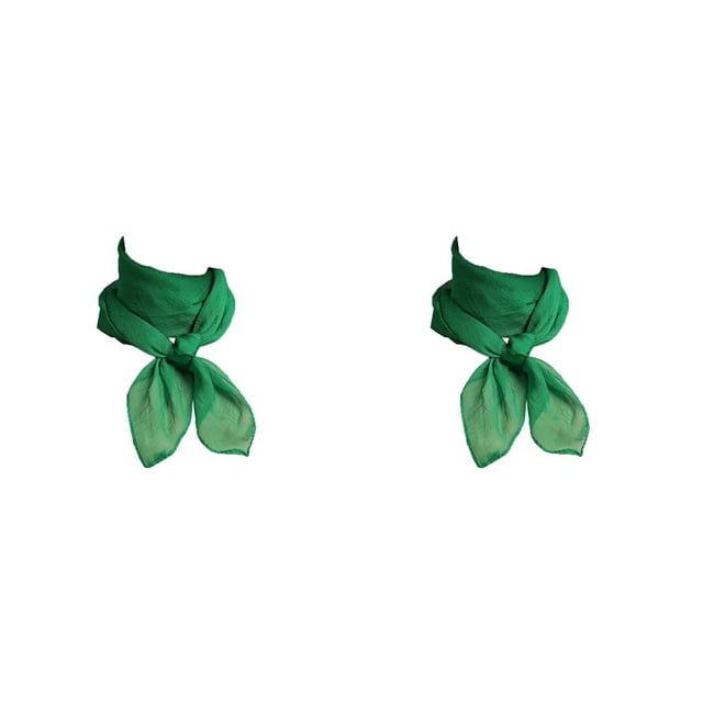 Qarigey Bufanda de gasa Estilo coreano Chica Ornamento Pañuelo pequeño Diseño delgado Pañuelo de mujer para el trabajo Casa Viajes Compras Verde Verde 2piezas Qarigey CBP381166