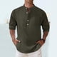 thumbnail image 1 of pstuiky camisas de manga larga para hombre, Camisas de lino a la moda para hombre, informales, lisas, con botones, cuello alto, bolsillos y manga larga salir tops xxl, 1 of 8