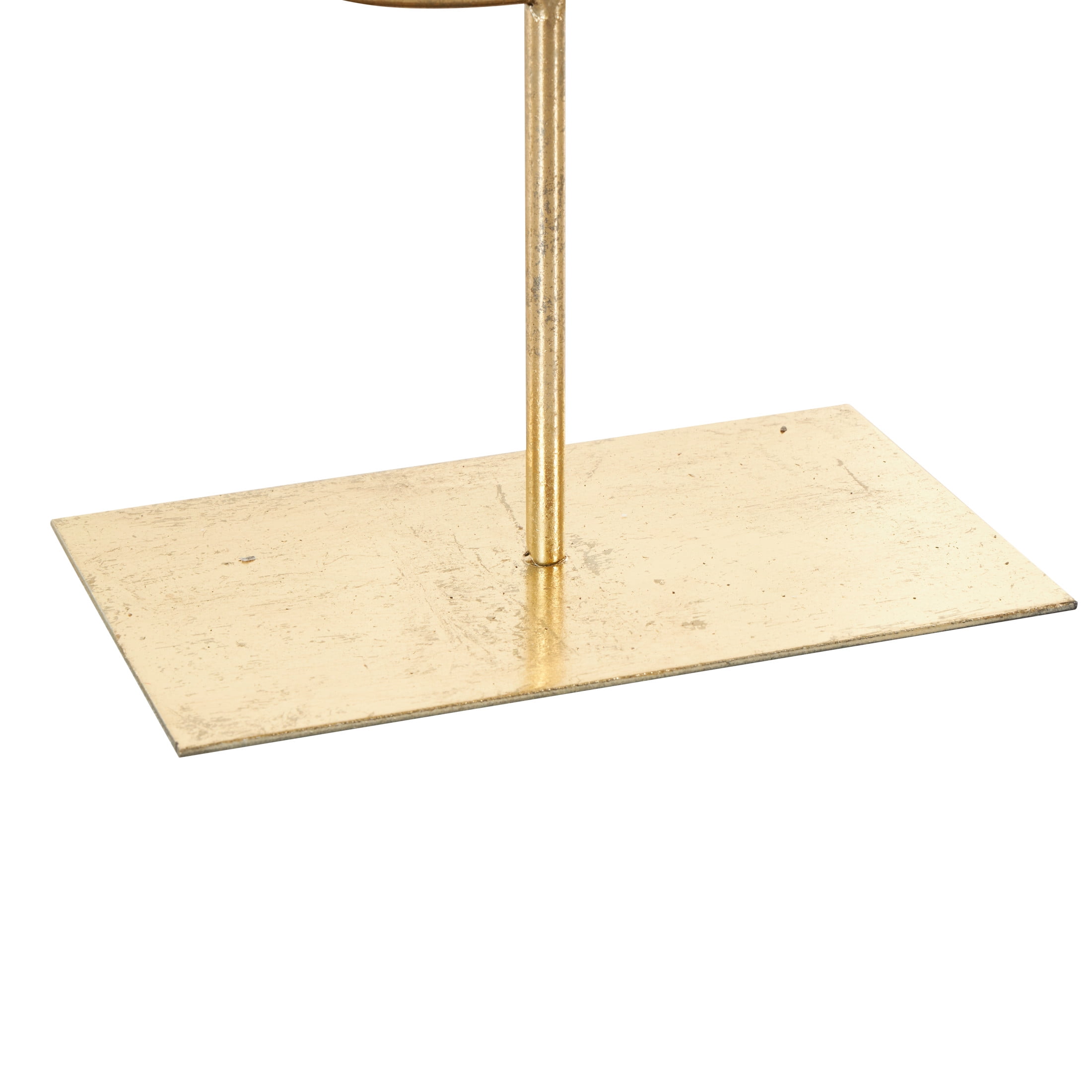 16" x 22" White Polystone Cutout Round Disk Leaf Sculpture with Gold Stand, by DecMode