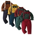 thumbnail image 3 of Hienoo Boys' 3-Piece Formal Suit Wedding Party Long Sleeve Shirt & Bow Tie & Suspenders Pants Outfits, 3 of 3