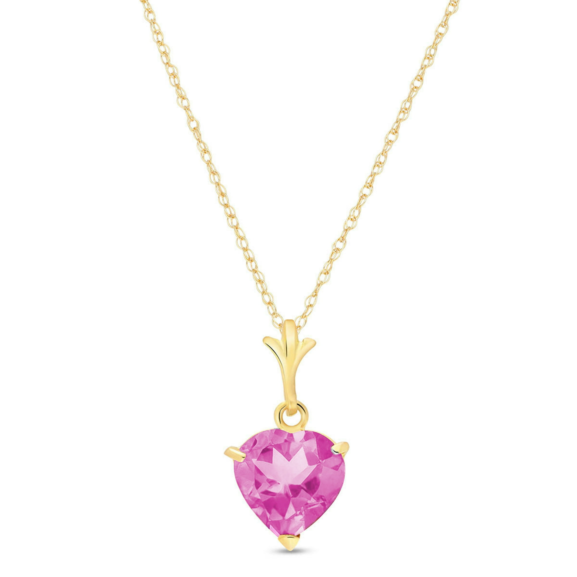 Galaxy Gold 14K Solid Gold Natural Pink Topaz Necklace for Women - Yellow Gold Fine Jewelry
