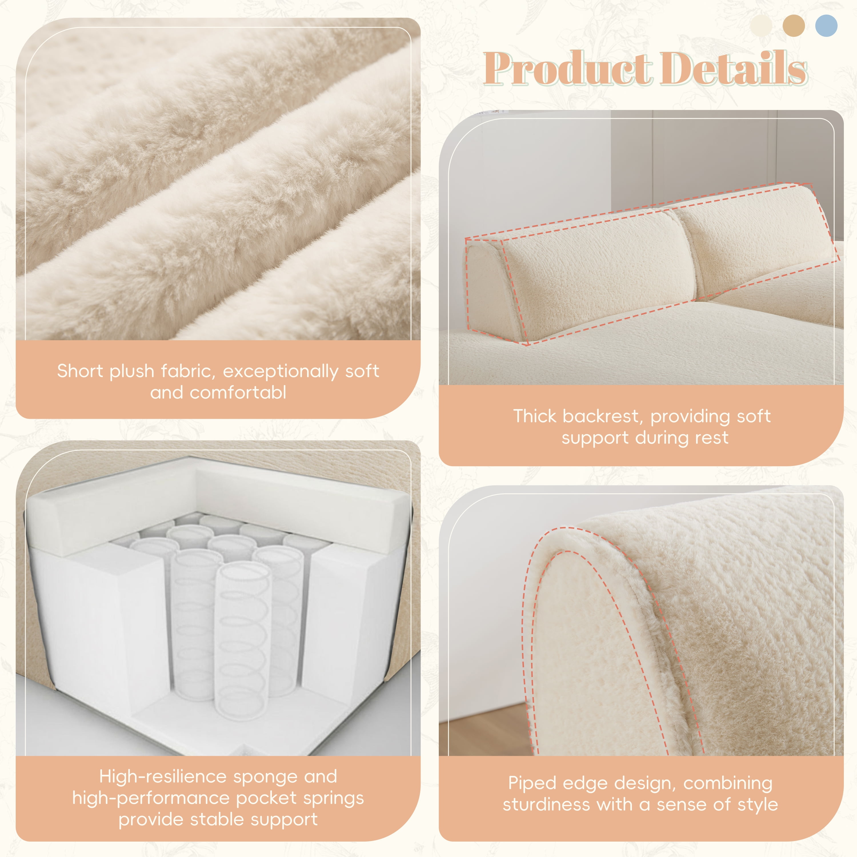 Euroco Fully Compressed Sofa, No Assembly Required, Comfortable Spring & Sponge Seating, Modern Minimalist Design, Perfect for Homes with Kids and Pets