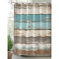 thumbnail image 2 of Farmhouse Blue Grey Brown Shower Curtain Set, Waterproof Shower Curtains for Bathroom, Vintage Ombre Wooden Washable Fabric Cloth Bath Curtain for Bathtub Decoration with Hooks 60x72 Inches, 2 of 6