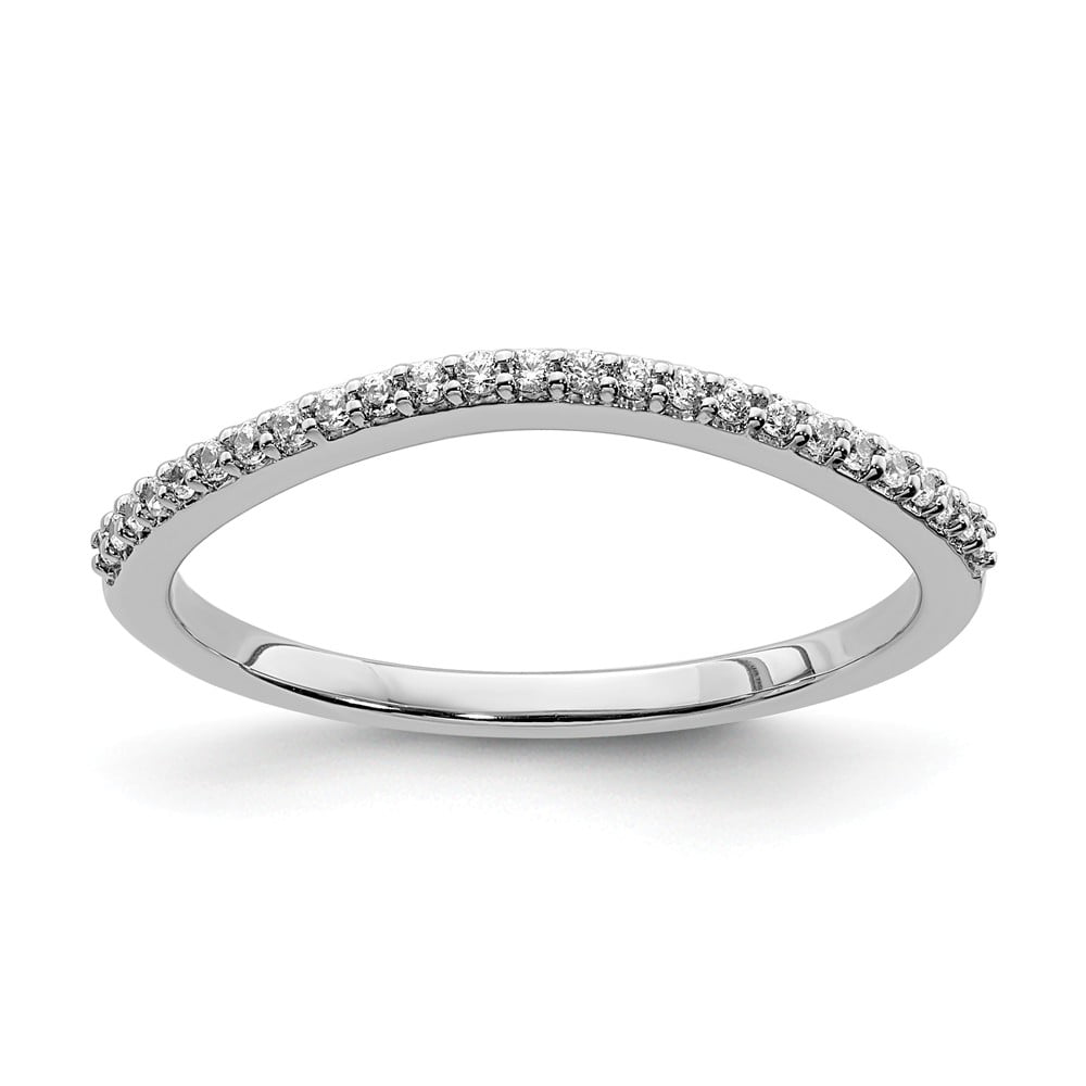 Solid 14k White Gold Contoured Diamond Curved Notched Wedding Band Ring ...