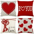 thumbnail image 3 of 4PCS Valentine's Day Cotton Linen Pillow Case Sofa Cushion Cover Home Decor Polyester, 3 of 7