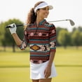 thumbnail image 4 of Uorisanigo Western Tribal Bear Women's Golf Shirt Relaxed Comfortable Quick Dry Athletic Polo Shirts 3/4 Sleeve Soft Breathable Polyester Spandex Fabric Womens Zipper Neck Pullover, 4 of 7