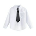 thumbnail image 3 of KKBOTIVE Long Sleeve Dress Shirt for Boys Casual Button Down Collared Shirt Kids School Uniform with Tie and Chest Pocket ( Black Size: 13-14 Years ), 3 of 4