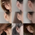 thumbnail image 3 of HOOUN Fashion 925 Silver Small Rabbit Moon Heart Zircon Ear Stud Hoop Earrings Women-#9, 3 of 9